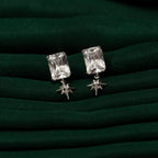 Silver Zircon Celestial Star Earrings