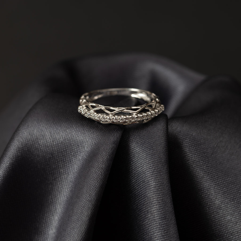 Silver Sparkling Infinite Loop Ring