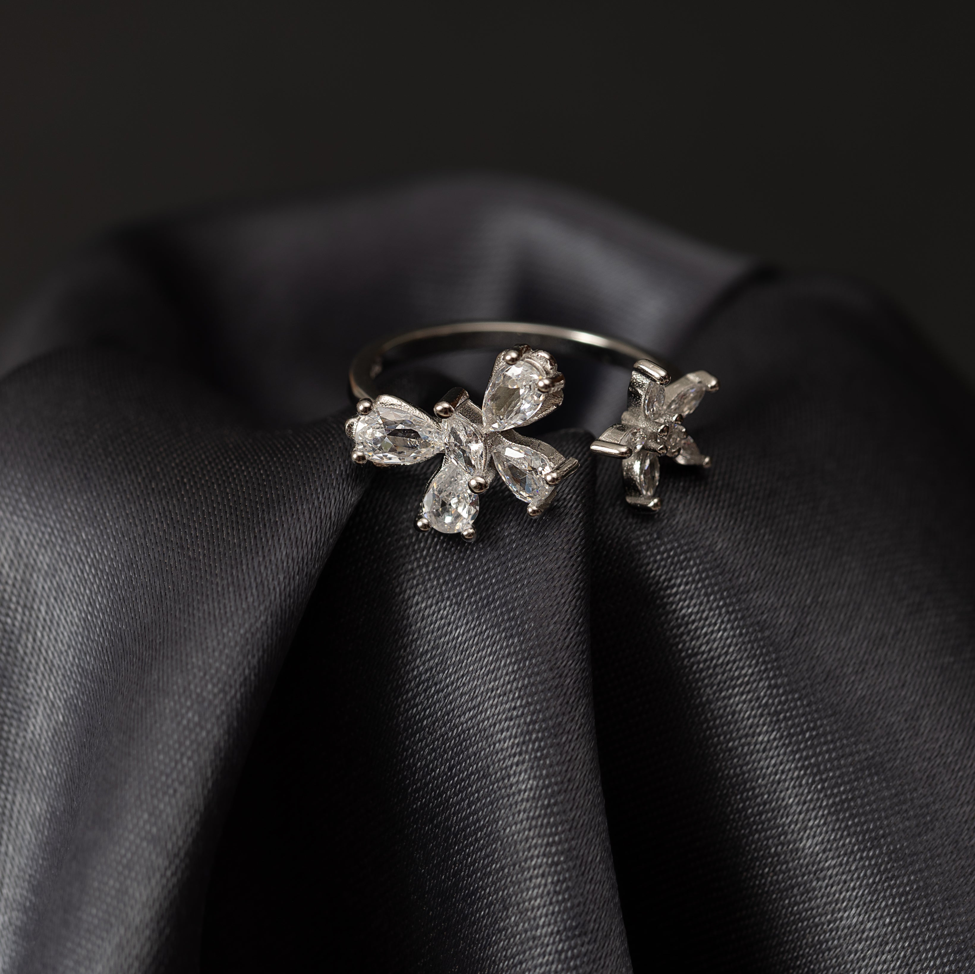 Silver Dual Flower Ring
