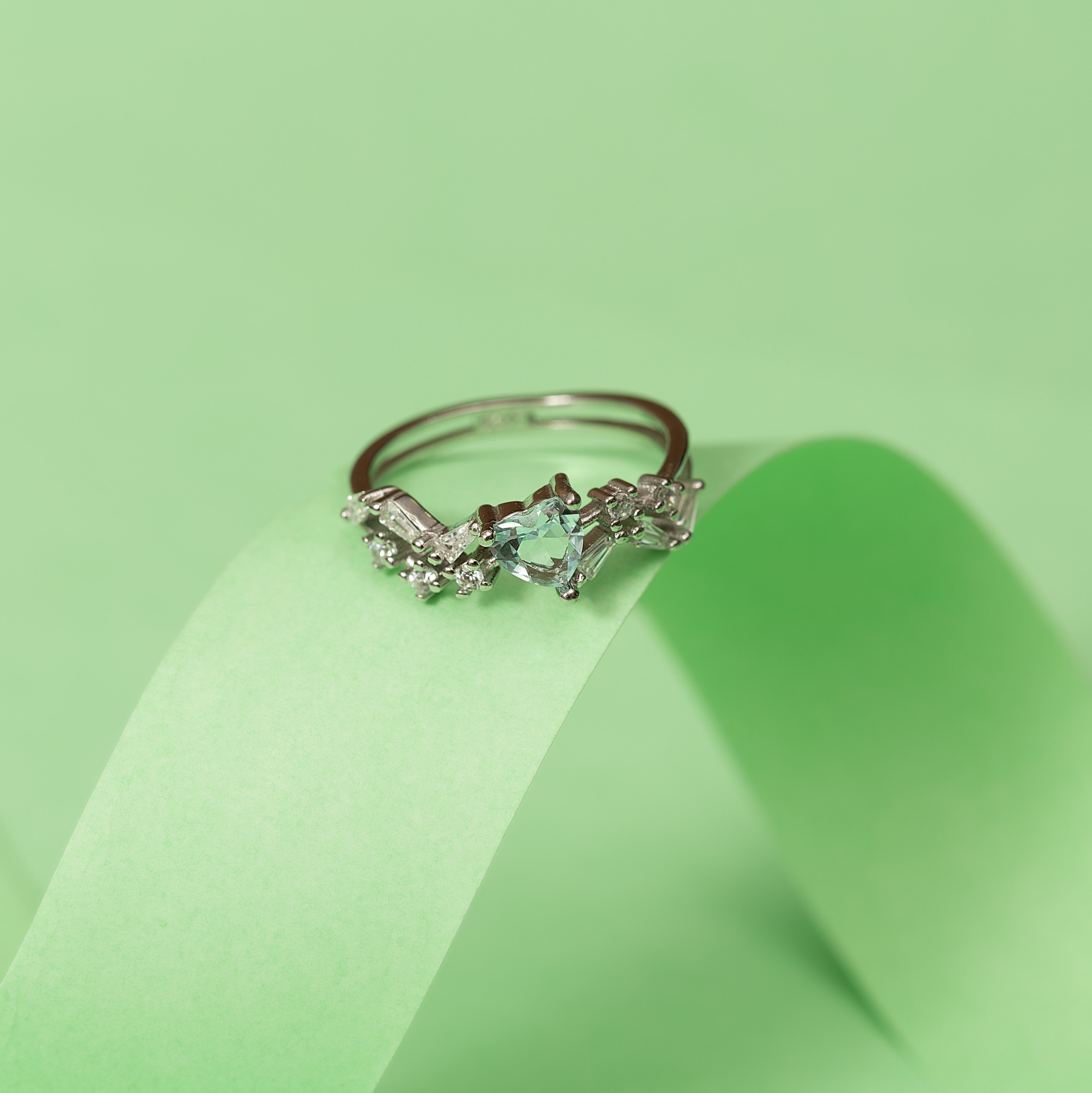 Silver Zircon Heart Ring