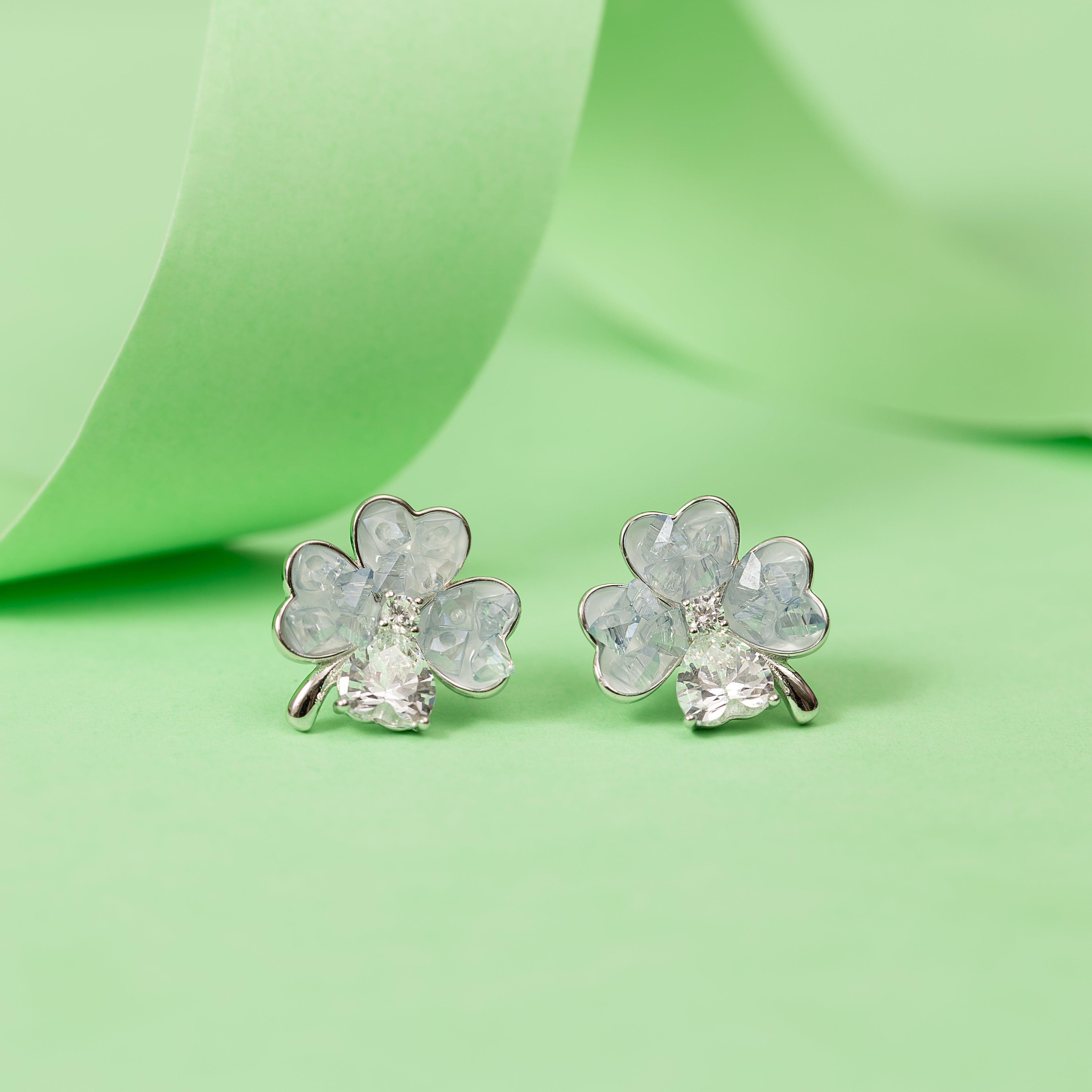 Silver Floral Petal Studs