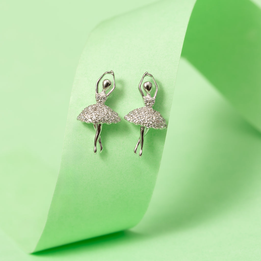 Silver Dancing Swirl Earrings