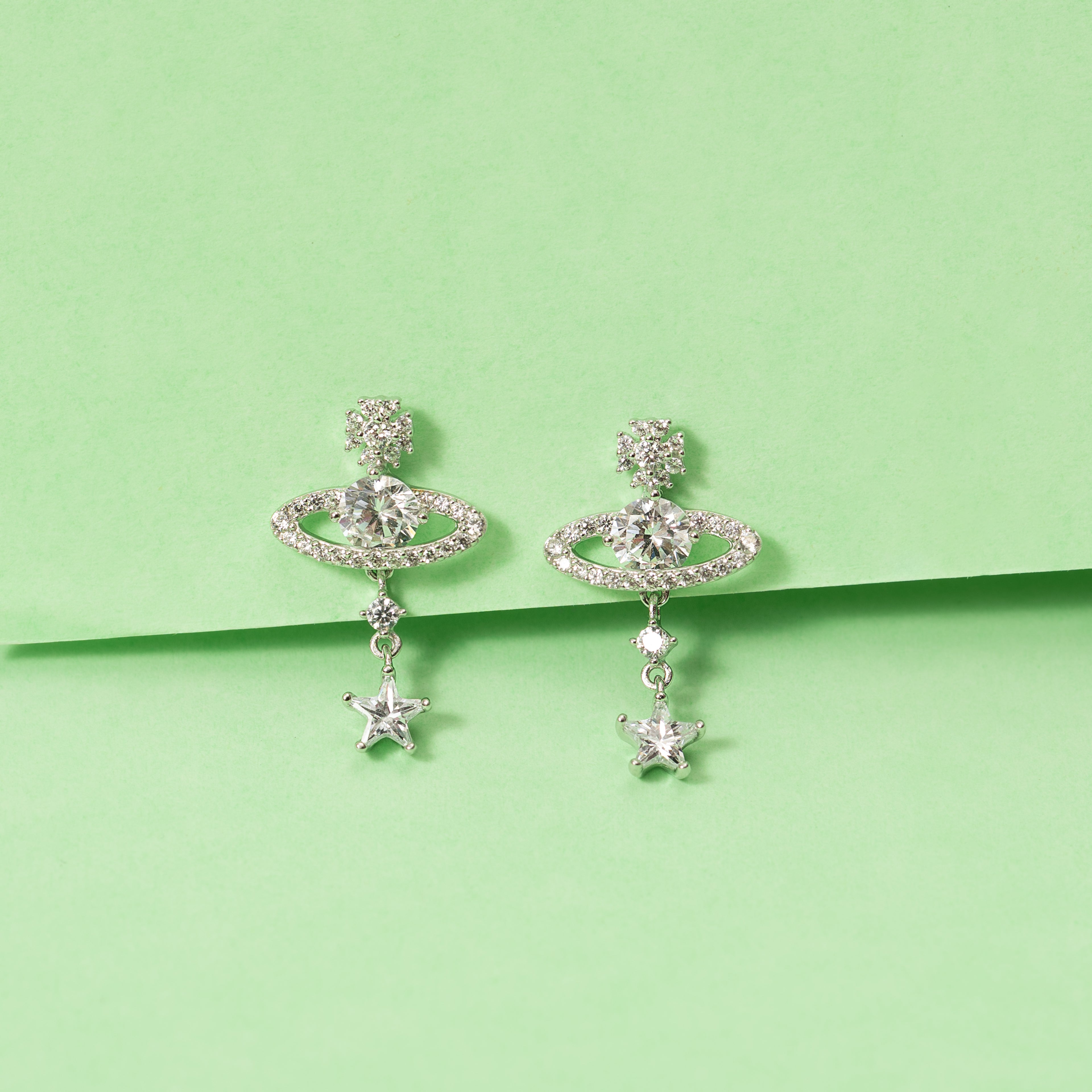 Silver Star Ring Earrings