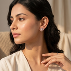 Silver Zircon Nested Heart Studs