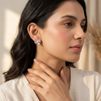 Silver Floral Pearl Studs