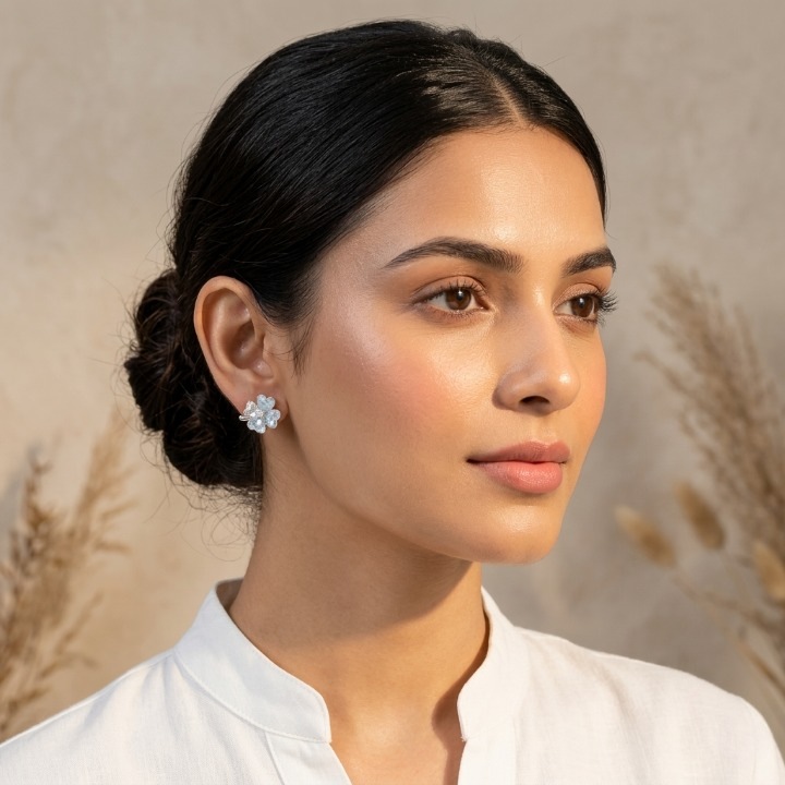 Silver Floral Petal Studs