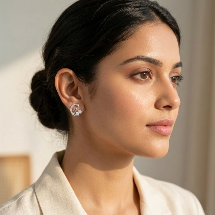 Silver White Swan Studs