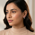 Silver Coral Crescent Earrings