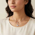 Minimalistic Silver Two Hearts Necklace