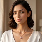 Silver Pink Heart Necklace & Studs Set