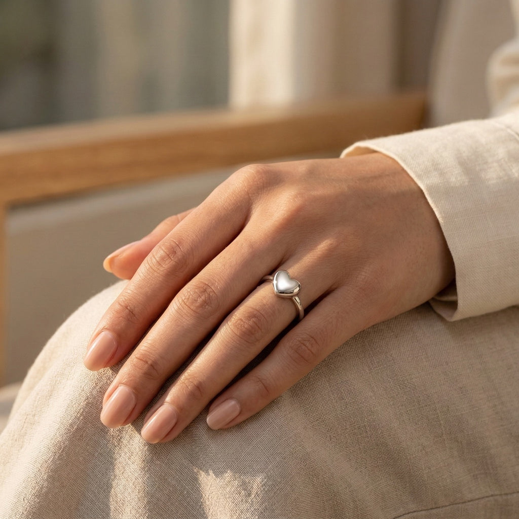 Minimalistic Silver Heart Ring