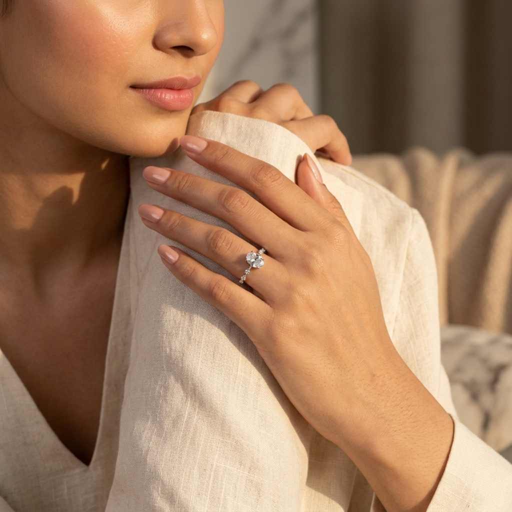 Sterling Silver Zircon Sparkling Loop Ring