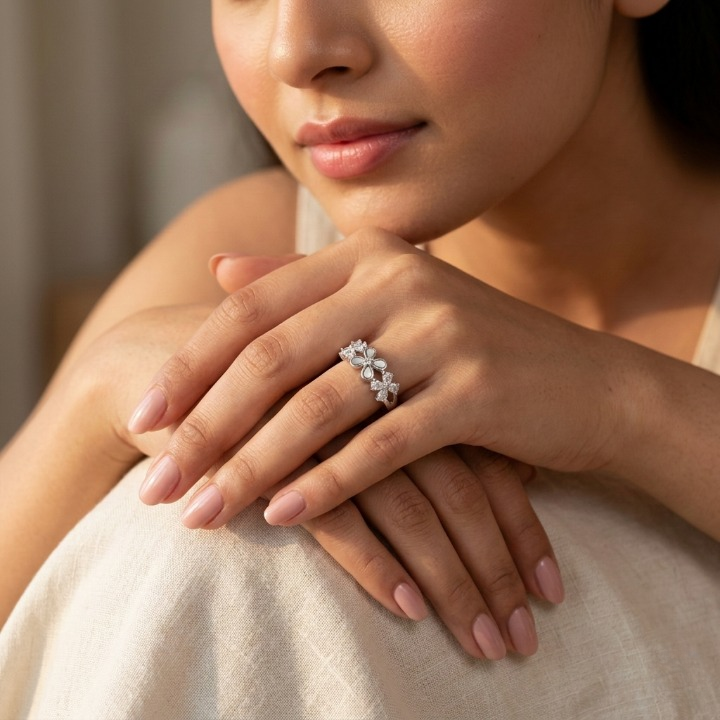 Silver Three Petal Ring