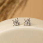 Silver Zircon Crown Studs