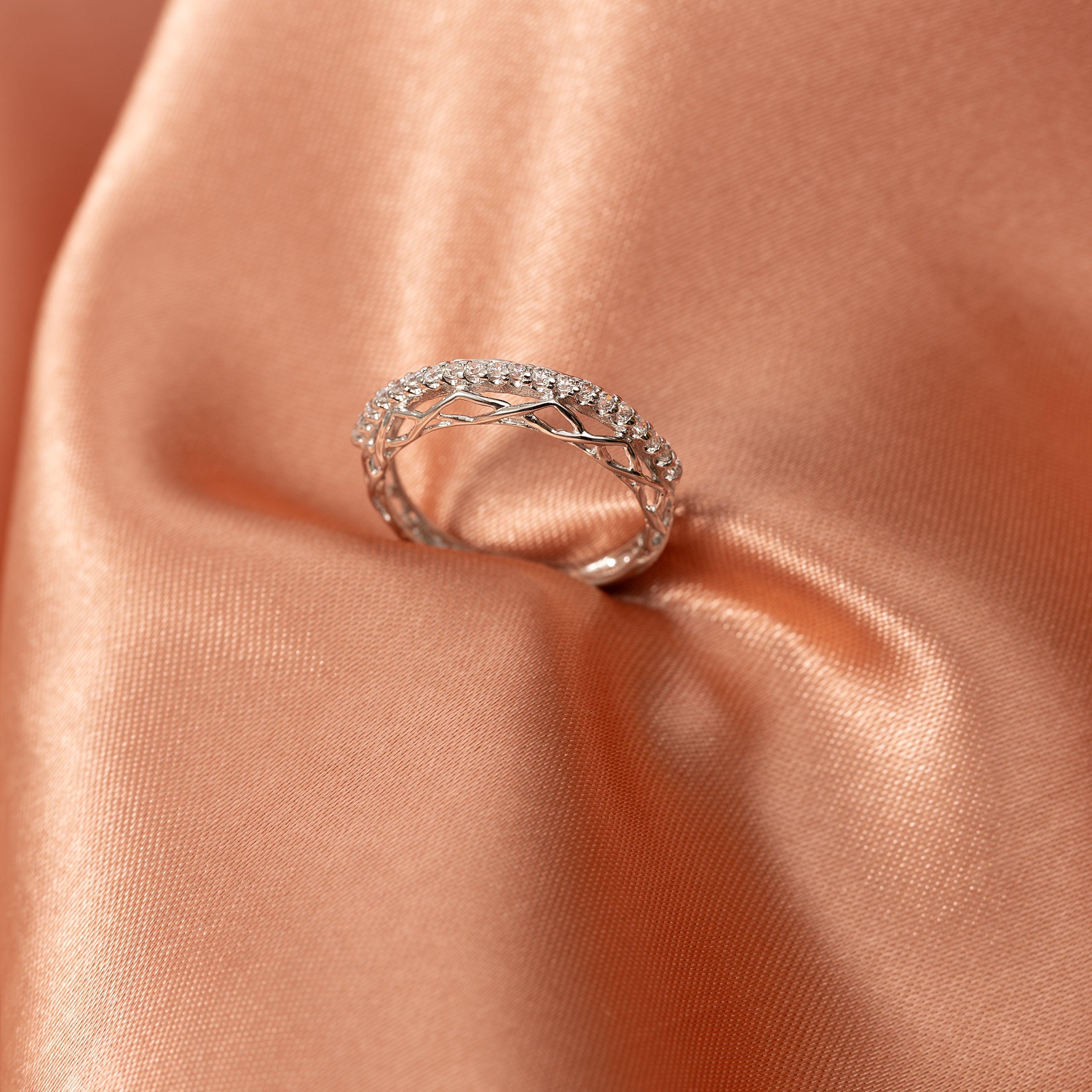 Silver Sparkling Infinite Loop Ring
