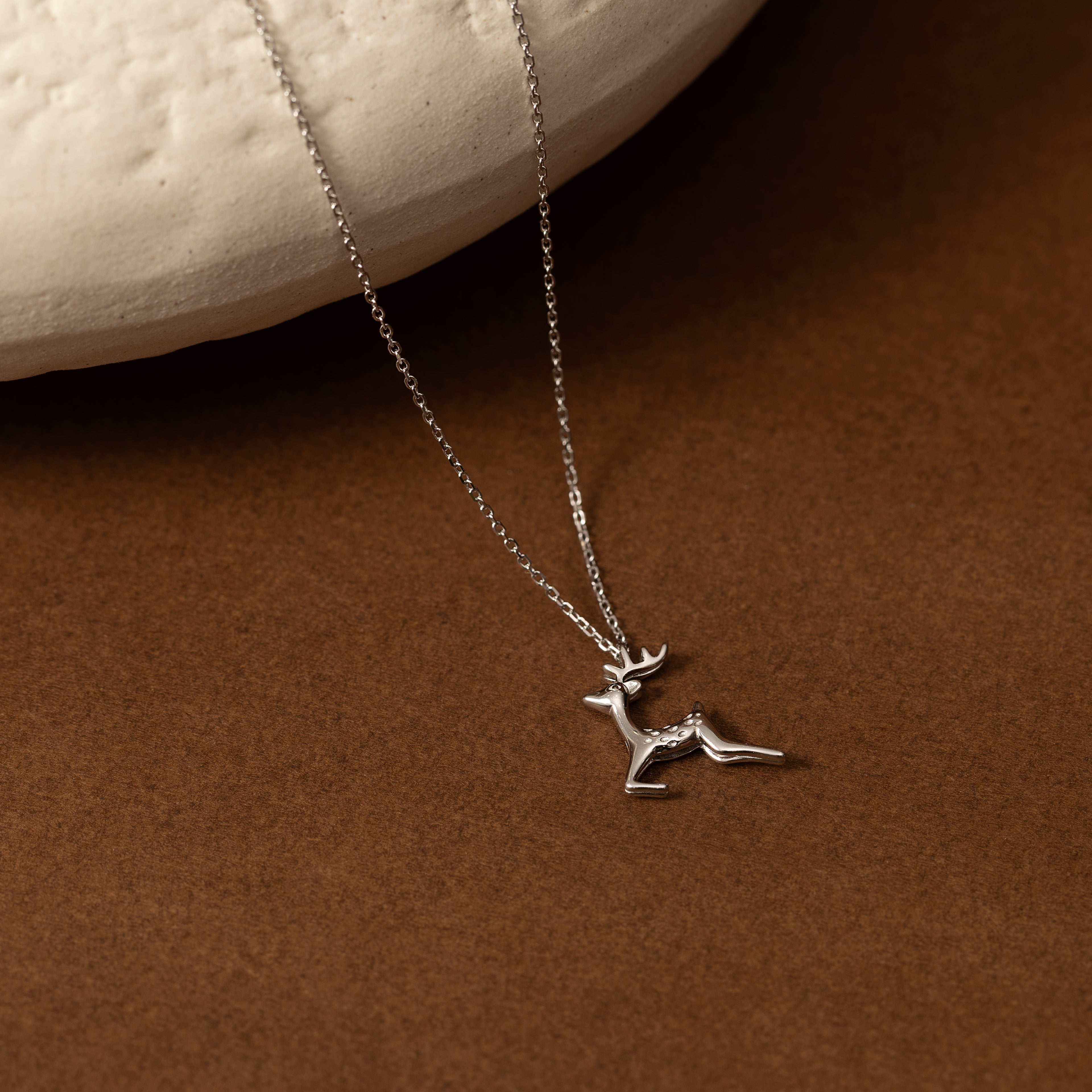 Minimalistic Silver Deer Necklace