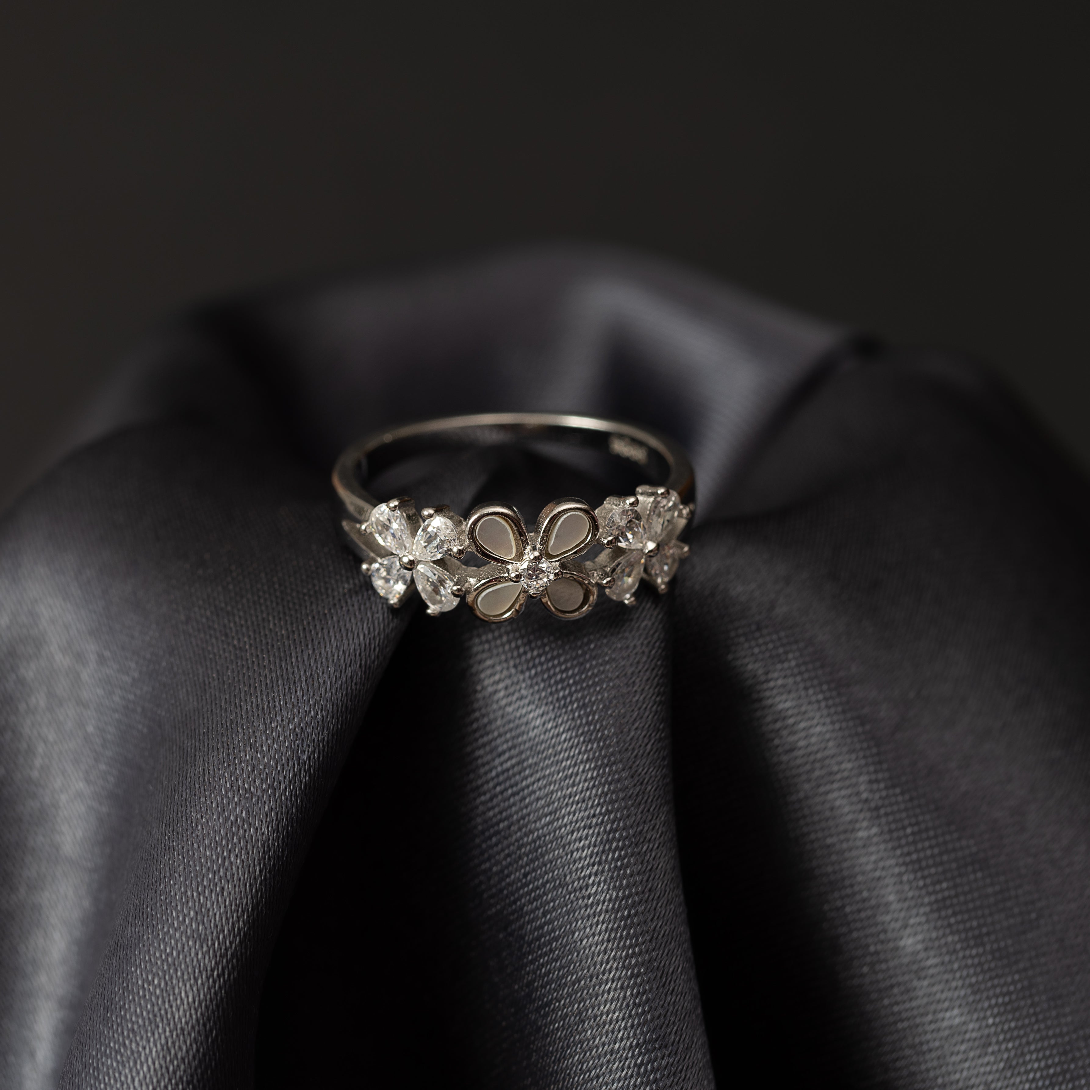Silver Three Petal Ring