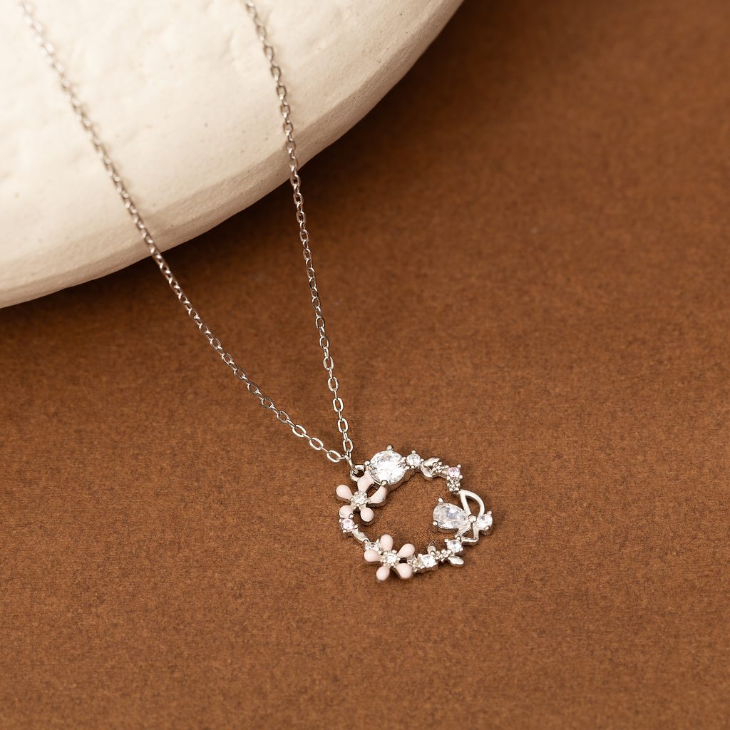 Silver Floral Loop Necklace