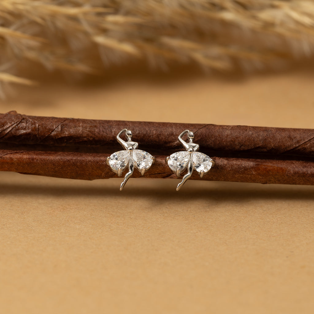 Silver Dancing Fairy Studs