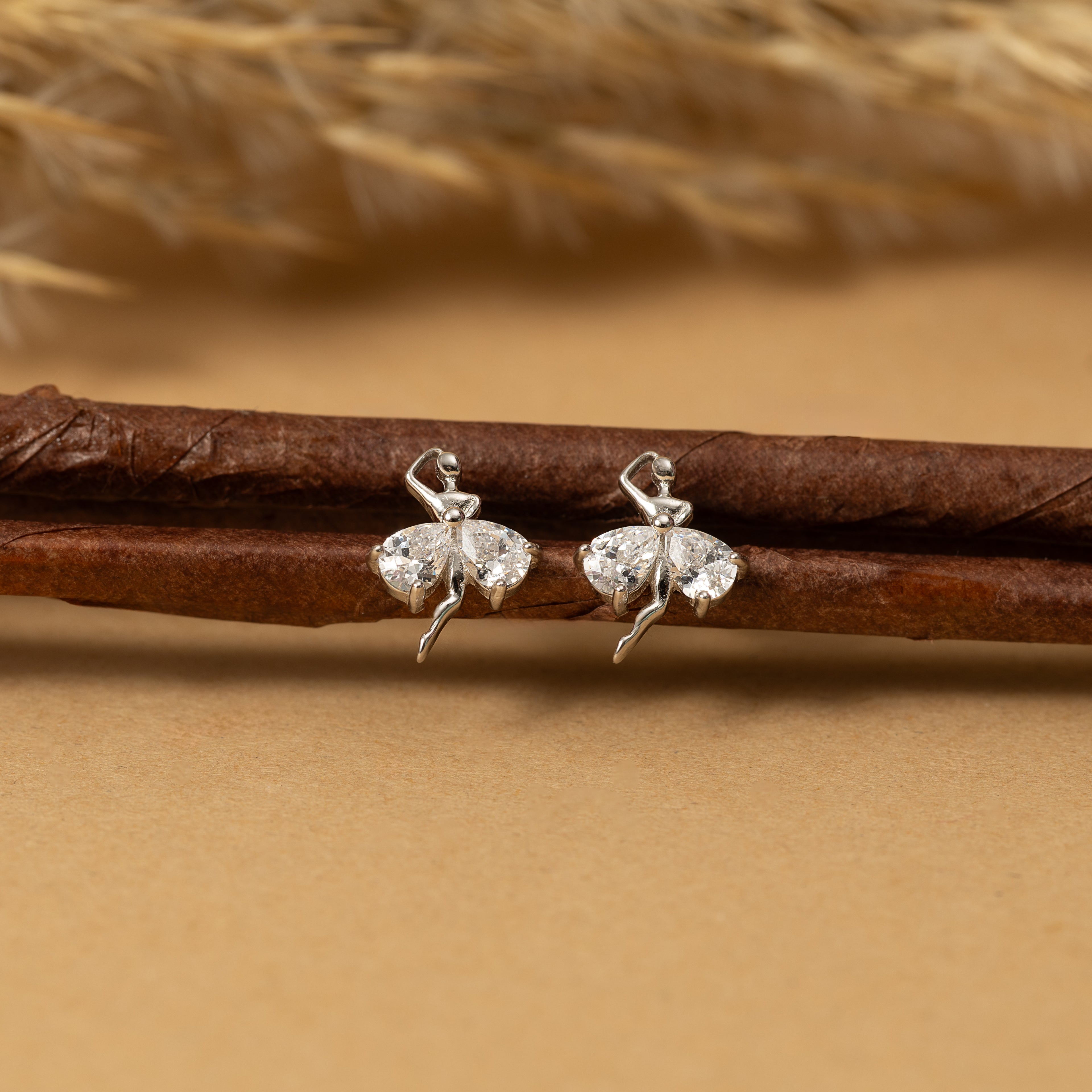 Silver Dancing Fairy Studs