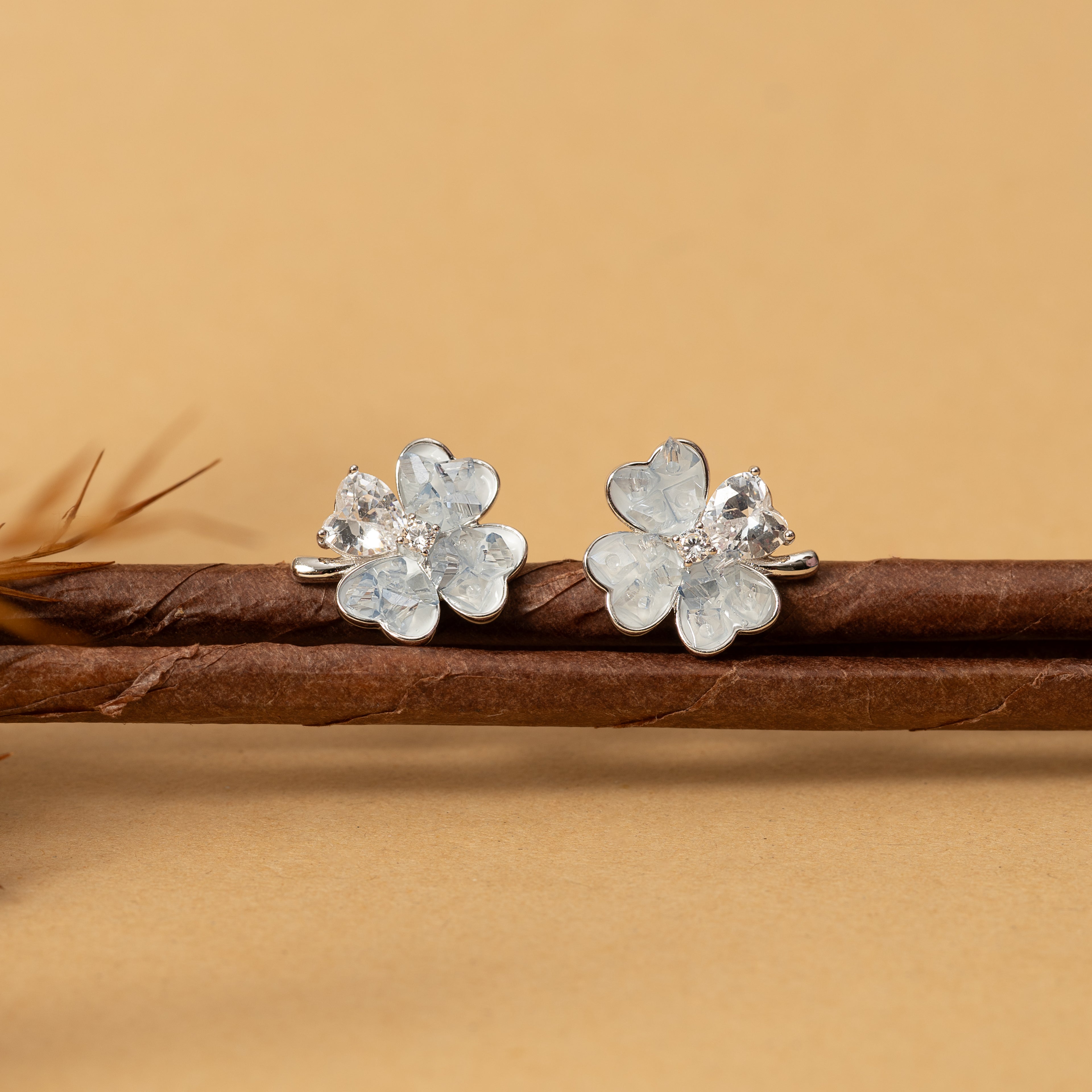 Silver Floral Petal Studs