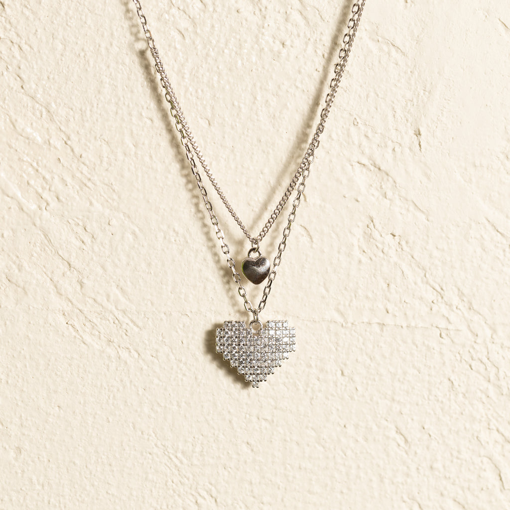 Minimalistic Silver Two Hearts Necklace